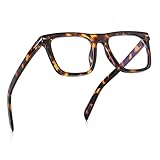 NIDOVIX Trendy Square Blue Light Blocking Glasses for Men Women, Fashion Frame Non-prescription Computer Glasses (Tortoise)