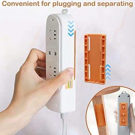 Image of 4 Pcs Self-Adhesive Socket Holder Wall Mounted Plug Organizer Extension Board Mount Cable Management Base for Home Office