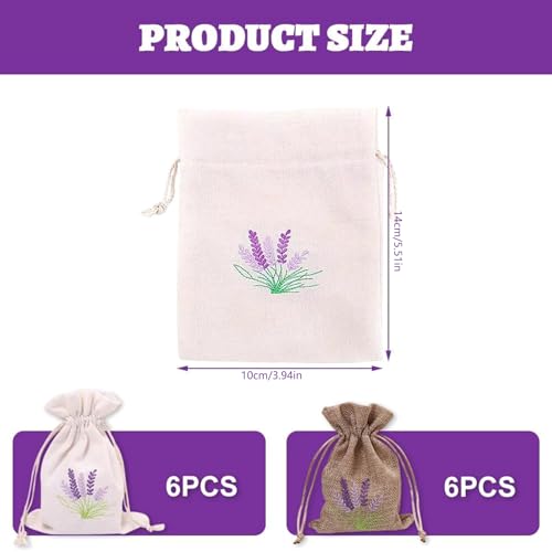 Pack de 12 Bolsas de Algodón y Lino con Cordón Lavanda miniatura 3
