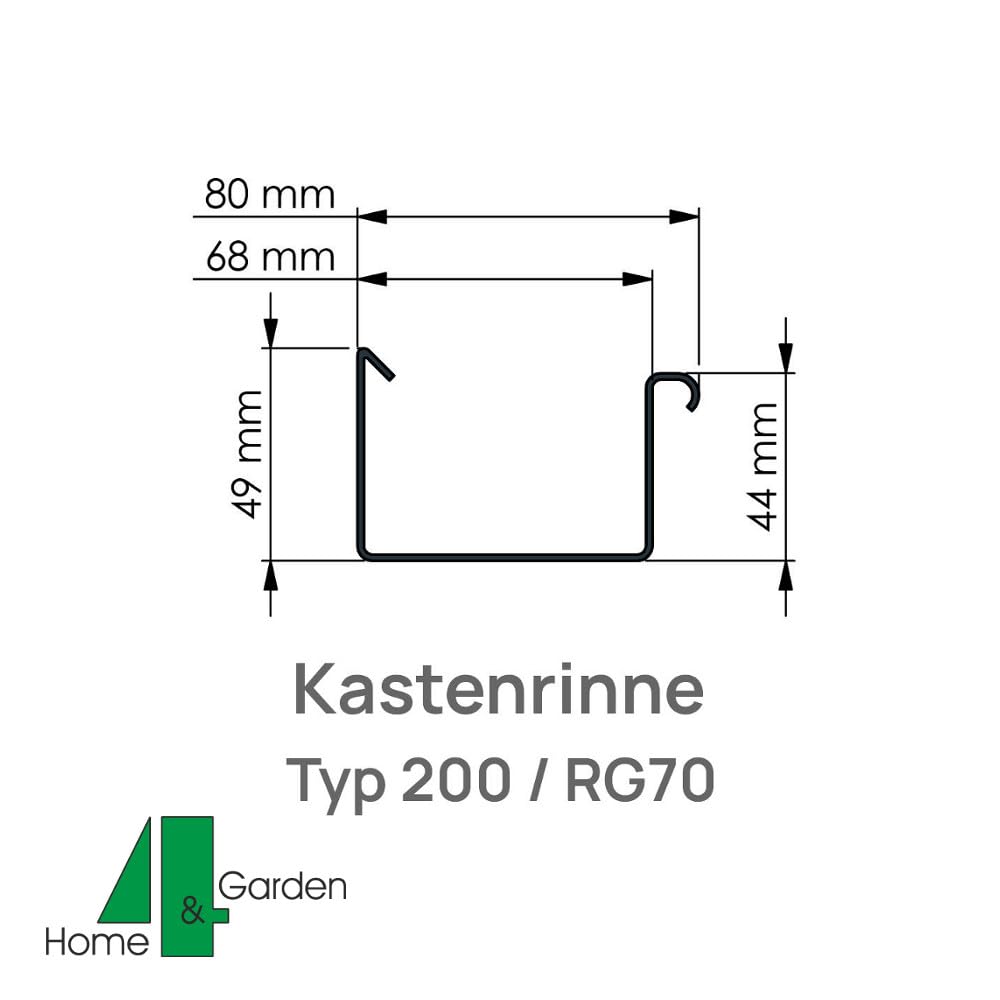 4Home&Garden Gouttière RG 70 Kit complet avec tuyau de descente jusqu'à 750 cm | Type 200 DN 60 | Plastique PVC anthracite | 4Home&Garden (longueur du toit jusqu'à 300 cm)
