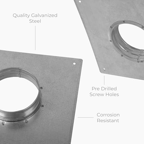 HVAC OV 4" Inch Dryer Vent Wall and Ceiling Plate Hole Cover - Duct Connector Flange - 4" Inch Galvanized Steel Adapter for Air Ventilation Systems - Cooling, and HVAC Applications by HVAC OV - Image 7