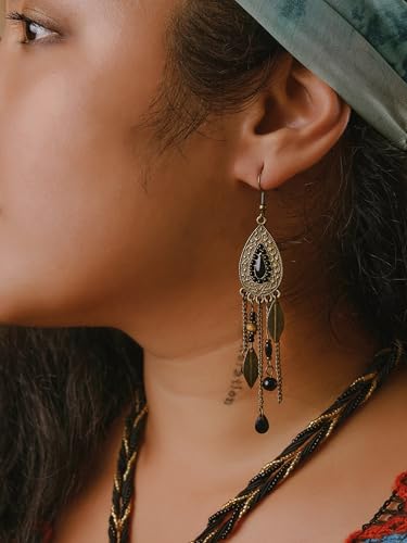 MINACHI Dream Catcher Earrings, Bohemian Hippie Style, Leaf Charms, Feather Earrings, Summer Jewelry for Women2