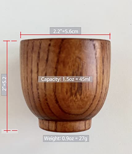 Cozymomdeco Asian Traditional Handmade Ottchil Wood Sake Soju Cup Gift Box Set Natural Solid Wooden Shot Glass-Ware Small Wooden Mug 4Pcs (Paper Box) #TOP4
