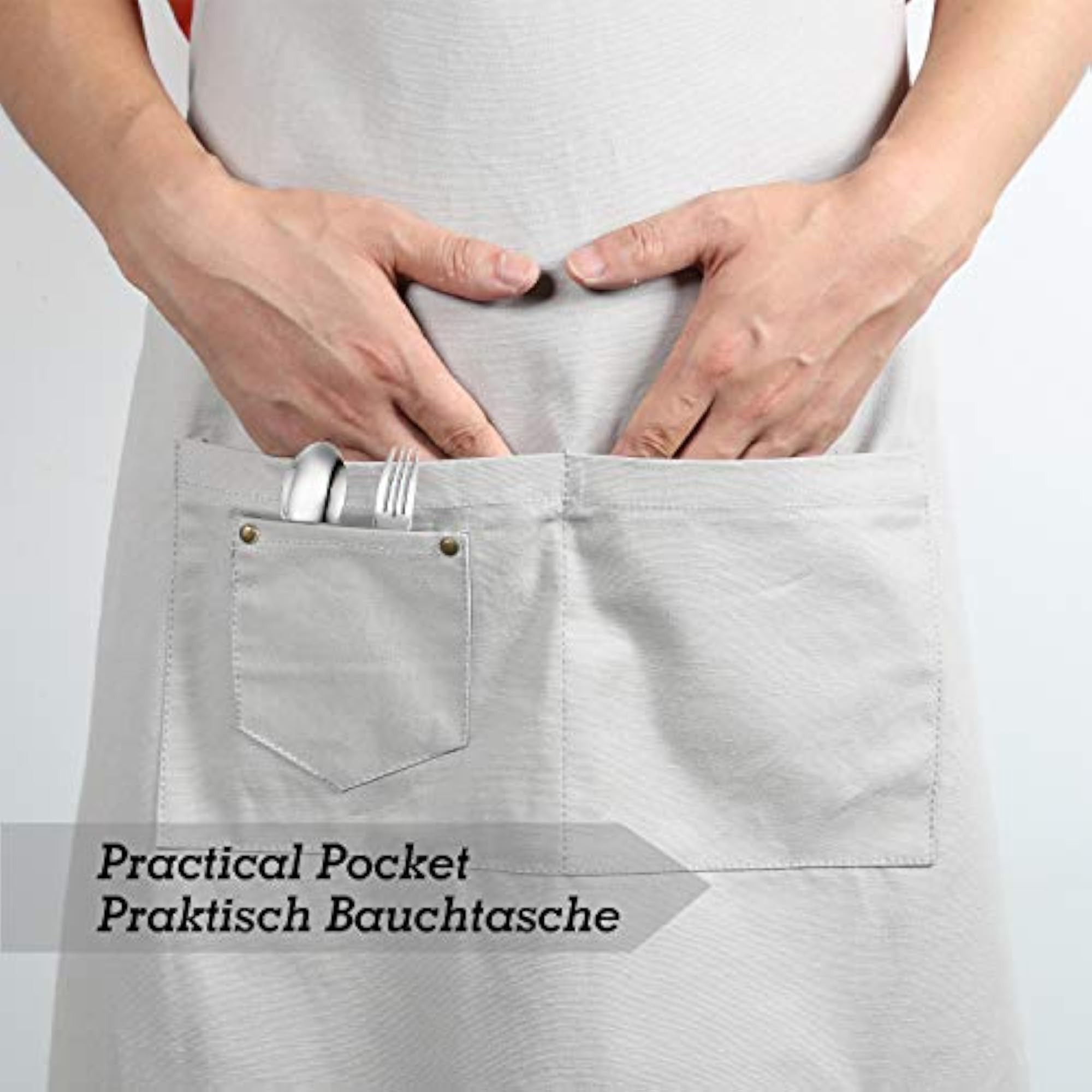 Bib Apron, Canvas Cotton Cooking Apron for Women Men