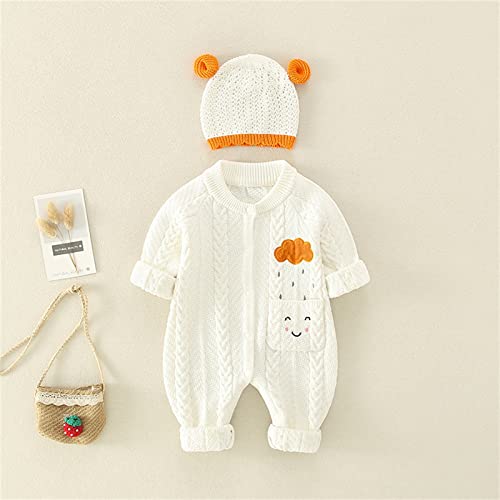 Voyoao Girls Hoodies Size 10 12 Newborn Infant Baby Knitted Romper Cotton Long Sleeve Boy Girl Sweater (White, 6-9 Months) #TOP2