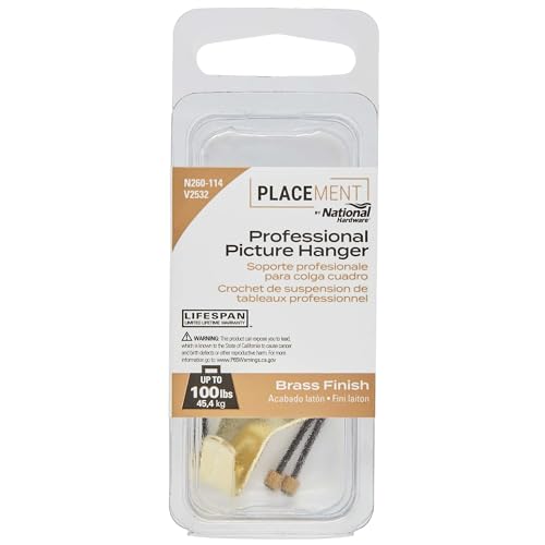 Image of V2532-100 Professional Premium Picture Hanger with 100 lb Weight Capacity - Brass