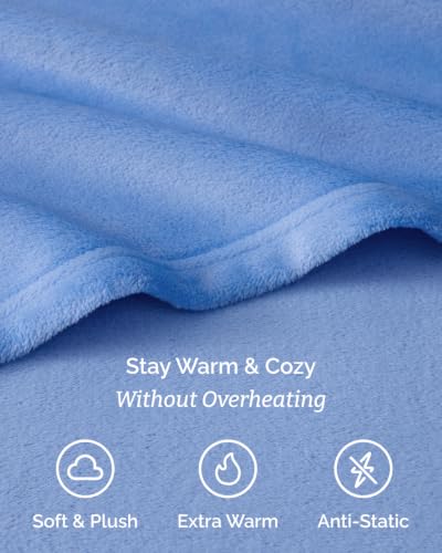 Image of Fleece Sheets Cal King Size Set - 4-Piece Flannel Sheet Set - Vista Blue