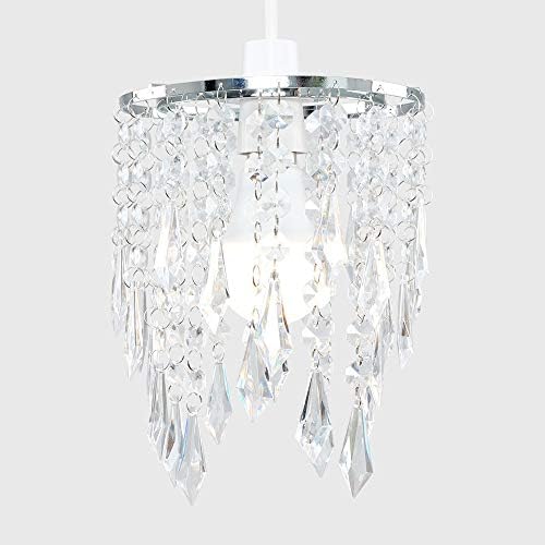 Chandelier Design Ceiling Pendant Light Shade with Clear Acrylic Jewel Effect Droplets