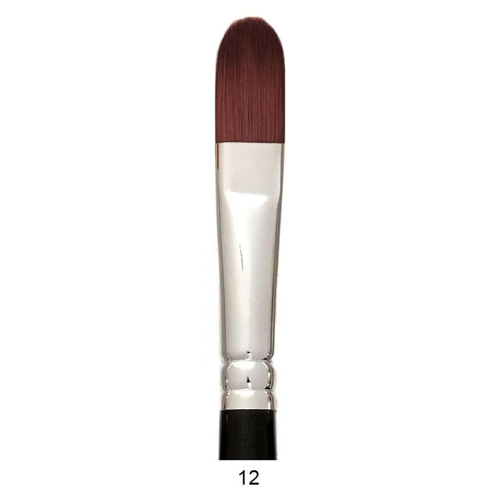 Trekell Crimson Taklon Synthetic Artist Brushes - Long Handle for Oil & Acrylic Painting Filbert - 1520 Series / 12