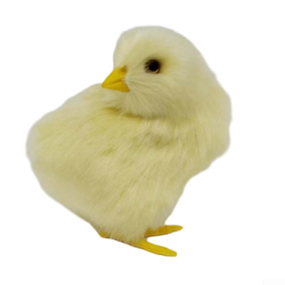 Realistic Chick Decoration Animal Doll, Yellow Plush Simulation Chicken Model for Easter Home Garden Decor, 8 cm (Pack of 1)(twisted chicken)