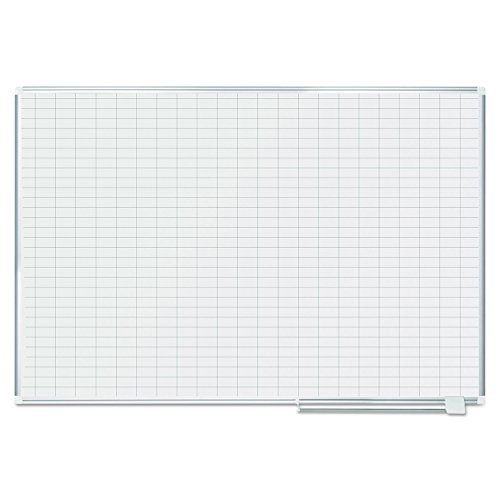 Mastervision Gridded Magnetic Steel Dry Erase Planning Board, 1 X 2 Grid, 72 X 48, White Surface, Silver Aluminum Frame #TOP2