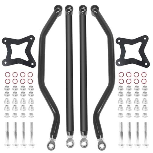 High Clearance Rear Radius Arms/Rods for 2014+ Polaris RZR XP 1000/ XP 4 1000, Heavy Duty Steel A-Arms with Carbon Steel Bushings/Adjustable Heim Joints - Black