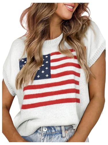 GORGLITTER Women's American Flag Sweater Tank Top...