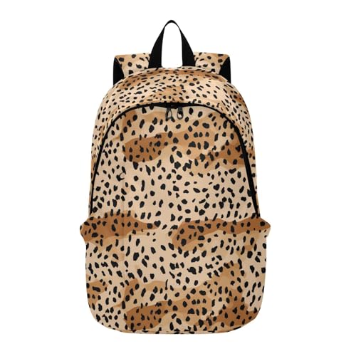 MCHIVER Travel Backpack Black Yellow Leopard Fashion Casual Daypack Backpacks Lightweight Carry on Bag Water Resistant Hiking Backpack for Men and Women
