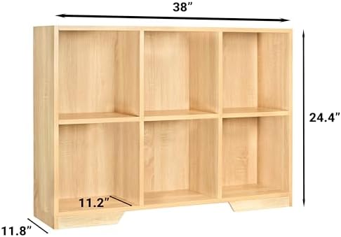 Wooden Bookshelf - 6 Cube Storage Organizer
