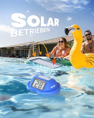 Image of BALDR Pool Thermometer Floating Easy Read, Solar Digital Pool Thermometer with Dual Large Screens, IPX7 Water Temperature Gauge for Inground Above Ground Pools & Spas (Darkblue)