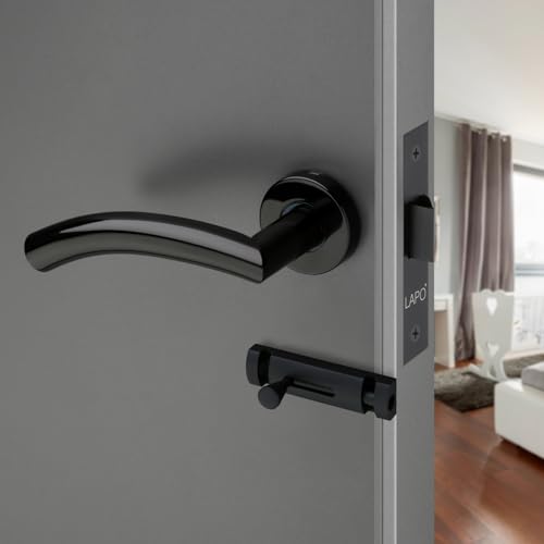 Image of LAPO Privacy Lock Set for Bathroom| 45x45mm Lock Body | Fits 30-50mm Door Range | Keyless Operation | Brass Latch | Black Finish | Dual Opening Support | Simple Mounting | 3 Years Warranty | CMH-5T