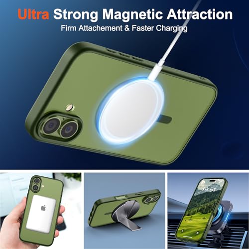 Image of SUPFINE Magnetic for iPhone 17 Case (Compatible with MagSafe)(Military Grade Drop Protection) Translucent Matte Shockproof with Anti-Fingerprint Phone Cover,Cangling Green