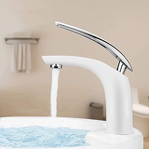 Robinet mitigeur de lavabo monotrou en laiton noir pour eau chaude et froide