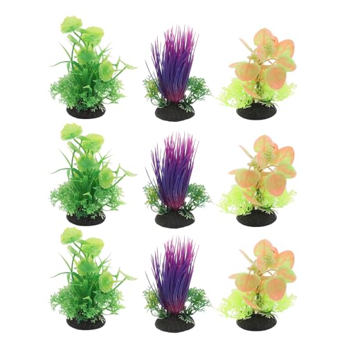 BESPORTBLE Lot de 9 Plantes Artificielles pour Aquarium en Plastique Vert Réaliste Décorations Végétales Artificielles Accessoires pour Plantes...