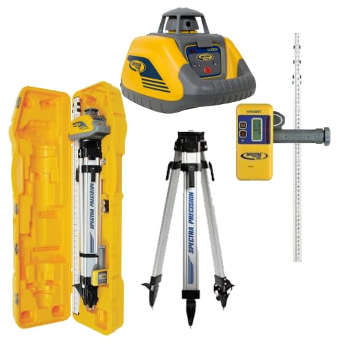 Spectra Precision LL100N-2 Laser Level Kit with HR320 Receiver and Clamp 15 Grade Rod (Inches) Tripod and System Case Yellow