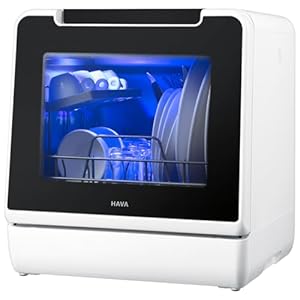 HAVA Countertop Dishwasher, 2024 NEW Upgraded Model, 8 Wash Programs Portable Dishwasher with Child Lock & Delayed Start Function, 5L Water Tank for Apartments, Dorms, and RVs – No Hookup Needed