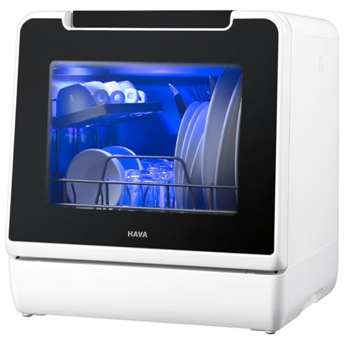HAVA Countertop Dishwasher, 2024 NEW Upgraded Model, 8 Wash Programs Portable Dishwasher with Child Lock & Delayed Start Function, 5L Water Tank for Apartments, Dorms, and RVs – No Hookup Needed