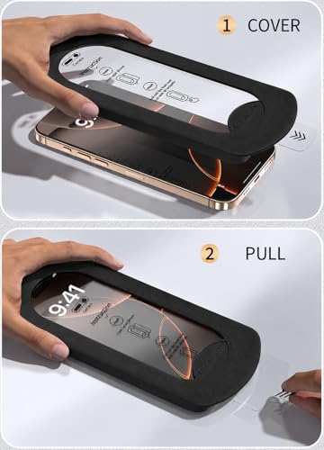 Image of EGOTUDE for iPhone 17 Pro Max Tempered Glass 9H Hardnes Edge-To-Edge Coverage Screen Guard Protector with Easy Fit Auto Dust Removal Kit