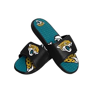 FOCO Jacksonville Jaguars NFL Mens Colorblock Big Logo Gel Slide – L