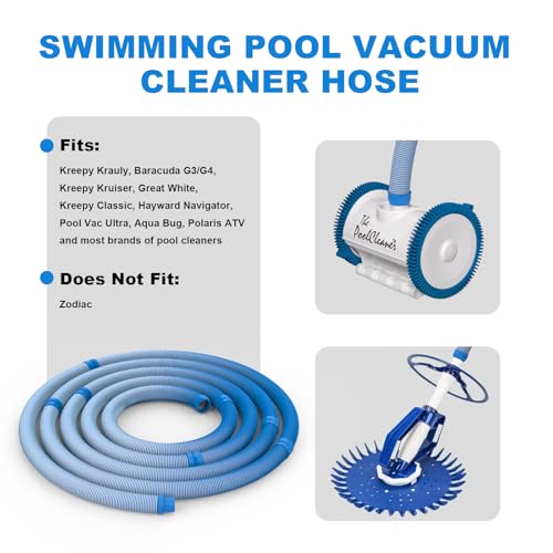 image for Poolvio Pool Vacuum Hose 26 Feet (8 x 40 Inch), 1.5 Inch Cuffs, Compat