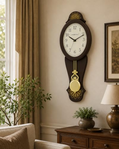 Chronikle wooden vertical pendulum wall clock for living room in cola finish
