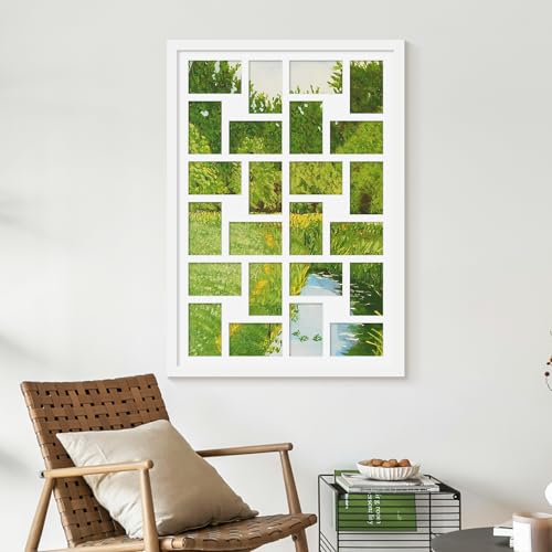 Image of DUENPY 22x32 Collage Picture Frame 4x6 Picture Frames Collage Wall Decor Displays twenty four 4x6 inch Photos Available Horizontal Wall Mounting Display and Vertical White