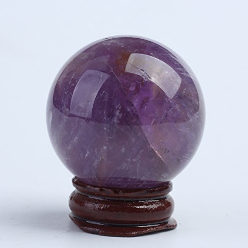 Hongjintian Crystal Natural Amethyst Ball Sphere 40Mm(1.57") With Stand #TOP3