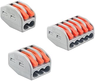 Wire Connectors, Electrical Connectors, Compact Cable Connectors, Lever Nut Assortment Conductor, Electrical Terminal Block Connectors 25pcs (Clamp 3-Port/10pcs, Clamp 2-Port/10pcs, Clamp 5-Port/5pcs)