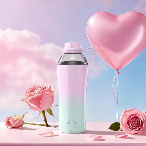 Image of Insulated Water Bottle for Women, 18 oz Stainless Steel Water Bottles, Double Walled, 2 Lids (Chug & Tumbler) - Hydrate & Caffeinate, Available Gift Wrapping