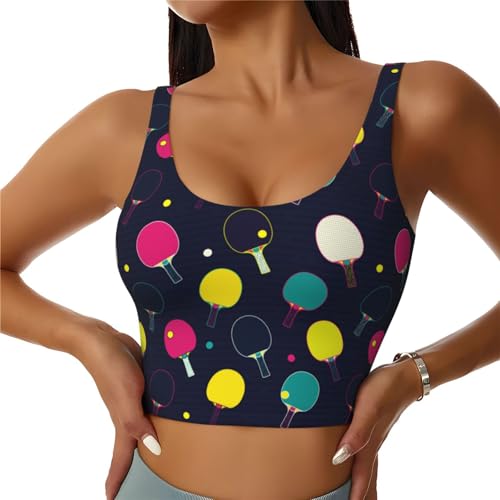 Opiniones de Ropa de Ping pong para Mujer para comprar hoy. 44 Mosytuky - Camiseta sin mangas con estampado de raquetas de ping pong para mujer, ropa interior de yoga y ejercicio, Negro, Large