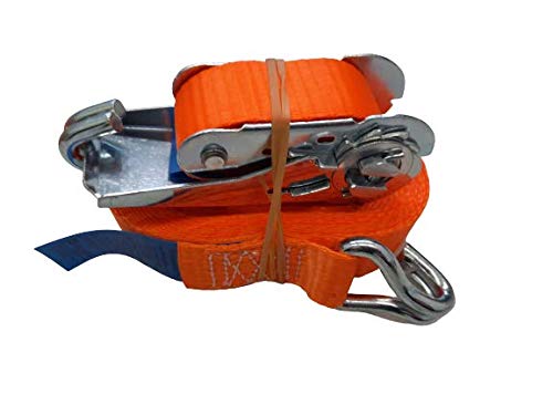 4 Stück 2000kg 6m Spanngurte mit Ratsche 2 teilig zweiteilig mit Haken Ratschengurt Zurrgurte orange 35mm 2000 daN 2t… – Bild 4