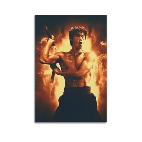 KSOXDAITIP Póster decorativo de Bruce Lee Flame, lienzo decorativo para pared e imagen artística moderna para decoración de dormitorio familiar, 20 x 30 cm