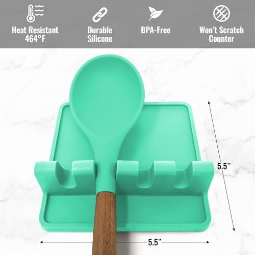 Image of Zulay Kitchen Silicone Utensil Rest with Drip Pad for Multiple Utensils - BPA-Free, Heat-Resistant Spoon Rest & Spoon Holder for Stove Top - Kitchen Utensil Holder for Ladles & Tongs - Carnival Grass