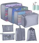 Blibly Packing Cubes for Suitcases, 9 PCS Lightweight Travel Luggage Organizers Set, Waterproof L...