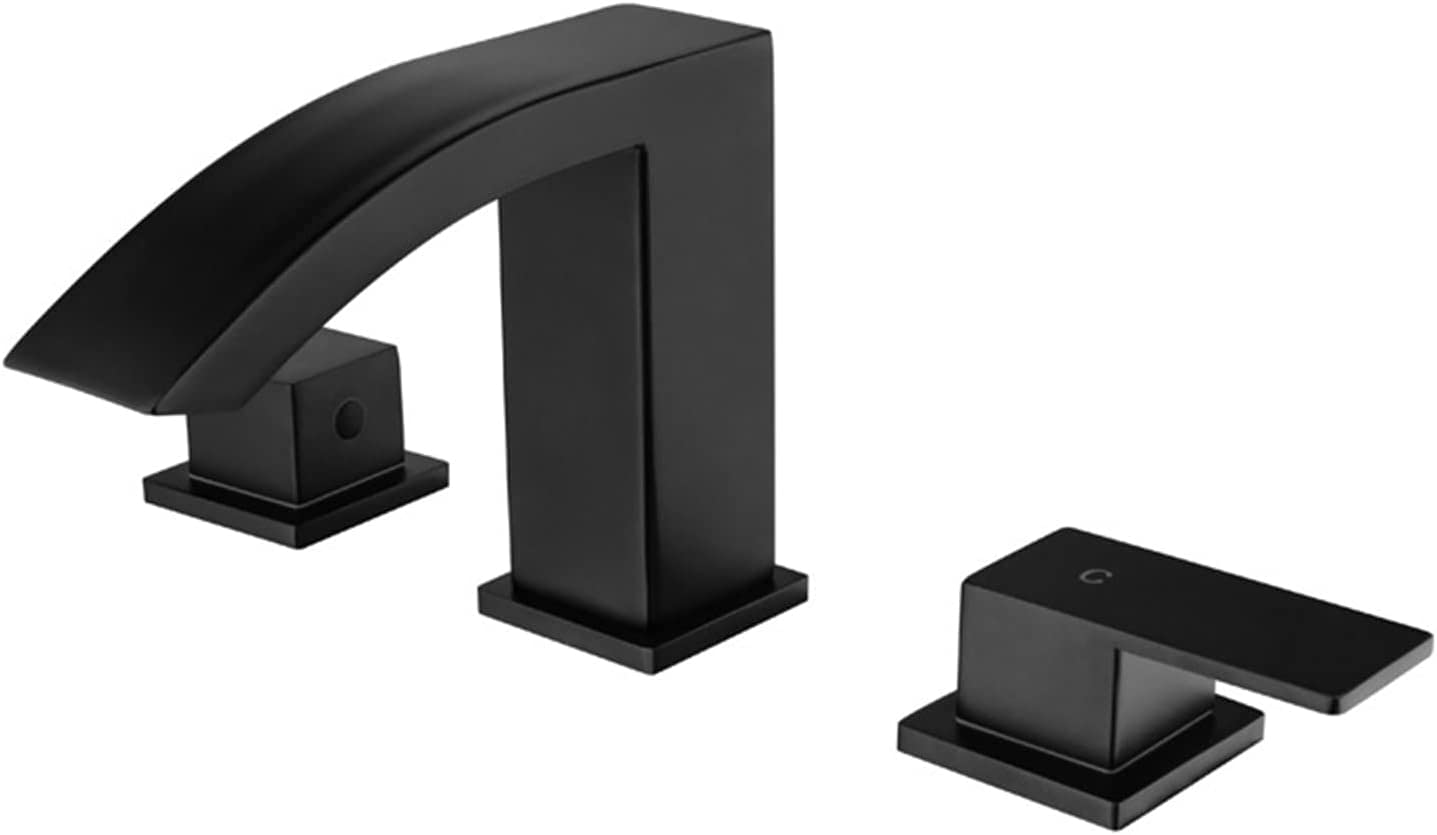 Robinet de lavabo de salle de bain de luxe en laiton or brossé design cascade à 3 trous