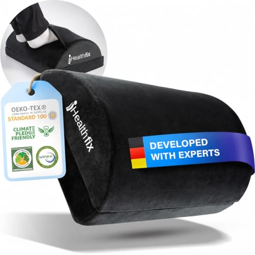 Healthfix® Ergonomiczny podnóżek do biurka itp. | Lepsza pozycja siedząca dzięki regulowanej wysokości podnóżkowi z wbudowaną puszystą kieszenią na stopy | idealny do biura i biura domowego