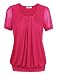 Women Shirts and Blouses Timeson Short Sleeve V neck Pleated Front Tunic Top for Juniors X-Large Light Rose