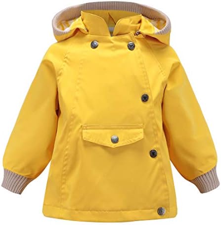 ACESTAR 100% Waterproof Rain Jacket Coat,Boys Girls Windproof Raincoat Windbreaker Outwear for Kids Children Infant Toddler Spring Fall Jacket(JK007Y0,5T) Yellow