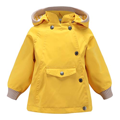 ACESTAR 100% Waterproof Rain Jacket Coat,Boys Girls Windproof Raincoat Windbreaker Outwear for Kids Children Infant Toddler Spring Fall Jacket(JK007Y0,5T) Yellow