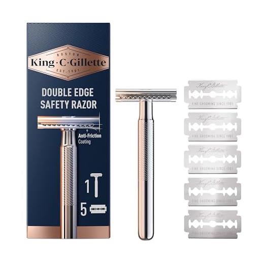 King C. Gillette Safety Razor with Chrome Plated Handle and 5 Platinum Coated Double Edge Safety Razor Blade Refills