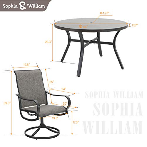 Image of Sophia & William Outdoor Dining Set Patio Dining Set for 4 Round Patio Table and Chairs Set 5 Pieces with Swivel Patio Chairs 42 inch Metal Table for Garden Pool All Weather Brown