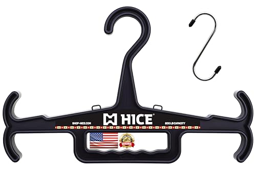 HICE Tactical Gear Hanger | Original Heavy Duty Standard Hanger | 200 lb Load Capacity | Durable High Impact Resin | for Body Armor, Tactical, Police, Military Gear, Scuba, Survival Equipment (Black)