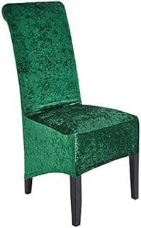RDTRAVEL Crushed Velvet Fabric Stretchable XL Chair Covers for Dining Chairs Wedding Banquet Party Chair Protective Slipcover (velvet fox Mustard, set of 2)