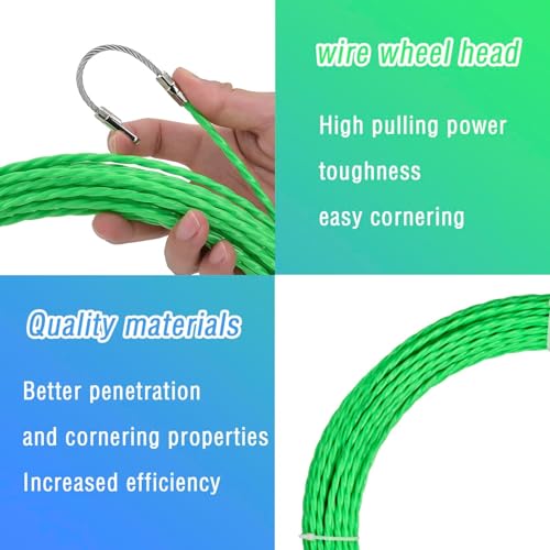 Image of 25M Professional Wire Puller for Electrician, Flexible Wire Lead Threading Device Tool, 25m Retractable Spiral Cable Puller with Green Fish Tape for Conduit Installation
